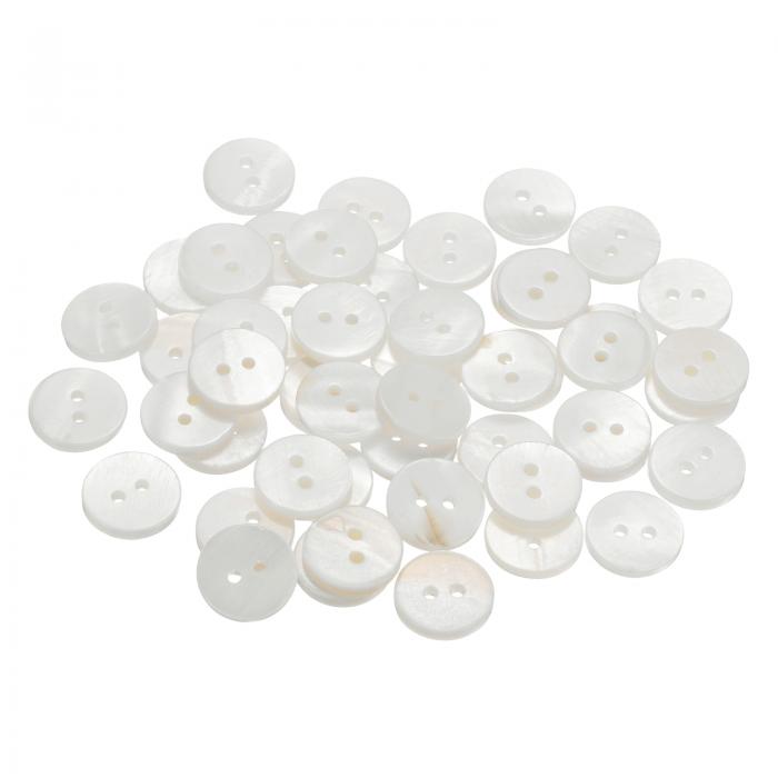 uxcell 50個の天然貝ボタン、2穴12.5mm丸フラット真珠ボタン、シャツ、コート、スーツ、ジャケット、ジーンズ、スカート、DIY裁縫クラフト用、ホワイト