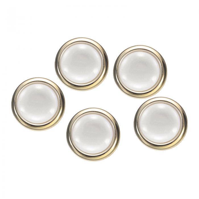 uxcell 5個 34L 金ホワイトフェイクパールボタン 21mm 7/8