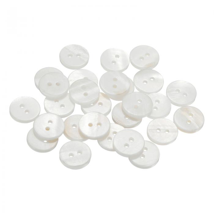 uxcell 25個の天然貝ボタン、2穴12.5mm丸フラット真珠ボタン、シャツ、コート、スーツ、ジャケット、ジーンズ、スカート、DIY裁縫クラフト用、ホワイト