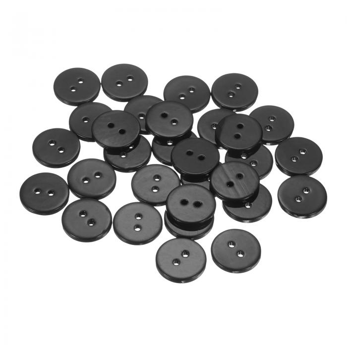 uxcell 30個入りの天然貝ボタン、2穴、15mm丸型フラットマザーオブパールボタン、シャツ、コート、スーツ、ジャケット、ジーンズ、スカート用のDIY縫製クラフト、黒