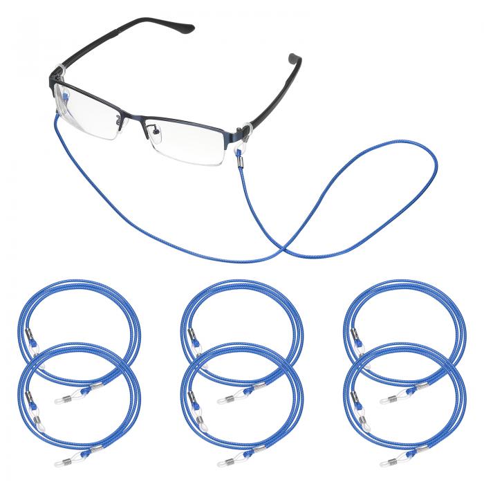 uxcell 6個 編み込み眼鏡ストラップ 女性と男性用 眼鏡チェーン 優雅な編み込みサングラスネックストラップ 紛失防止ガラスストリング眼鏡ホルダーストラップ 青