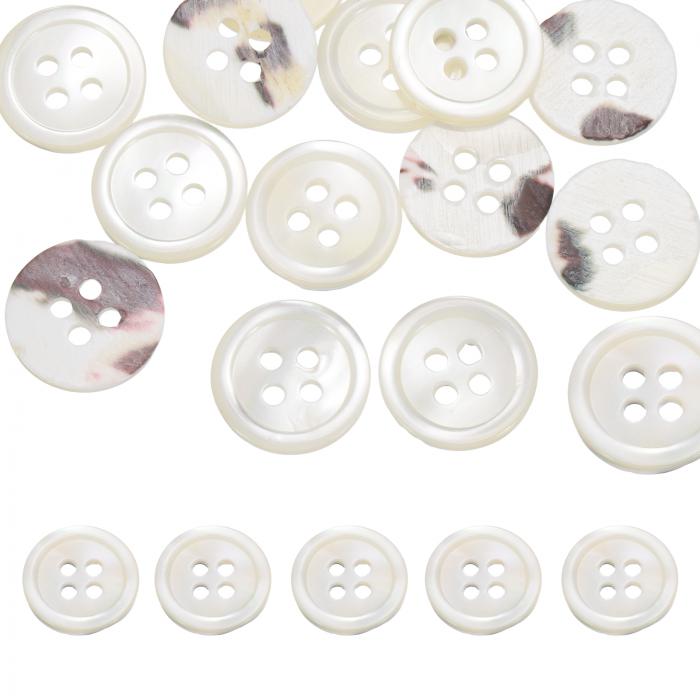 uxcell 16個の丸い天然貝ボタン、11.5mm 4穴真珠の母貝クラフト貝ボタン、衣類、シャツ、ドレス、縫製DIYクラフト作りに適しています、輝く白色