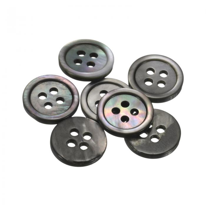 uxcell 7個の天然貝ボタン、4穴12.5mm真珠のボタン、シャツ、コート、スーツ、ジャケット、ジーンズ、スカート、DIY裁縫クラフト用、黒/シルバー