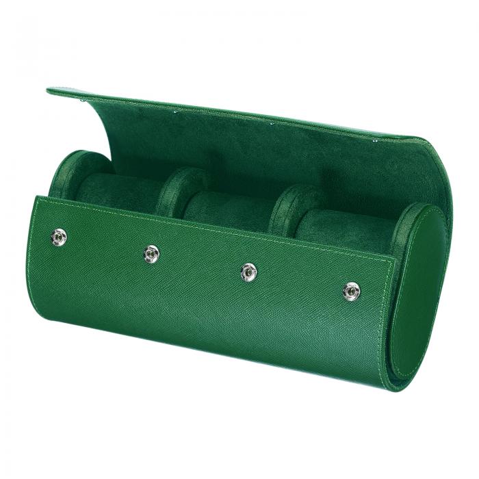 uxcell メンズとレディース用のポータブルレザーウォッチケース、3スロットのウォッチロールトラベルケ..