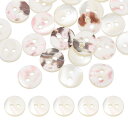 uxcell 16個の丸い天然貝ボタン、9mm 2穴真珠母貝クラフト貝ボタン、服、シャツ、ドレス、縫製DIYクラフト作り用、パールホワイト