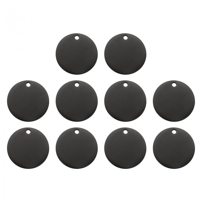 uxcell 10個の丸い空白スタンピングタグ37mmステンレススチールサークル磨き空白スタンプペンダント、ブレスレットクラフトラベリング作成用の穴付き、黒
