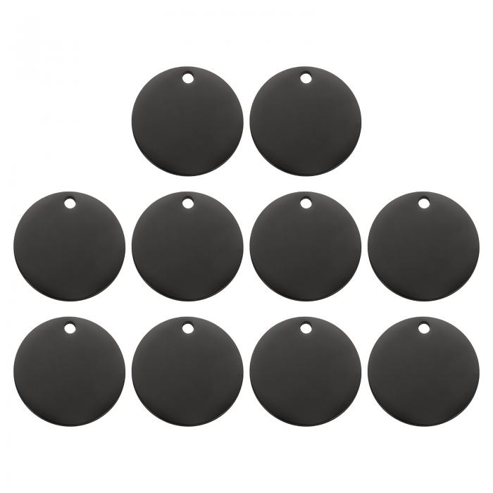 uxcell 10個の丸い空白スタンピングタグ40mmステンレススチールサークル磨き空白タグペンダント、ブレスレットクラフトラベリング作成用の穴付き、黒