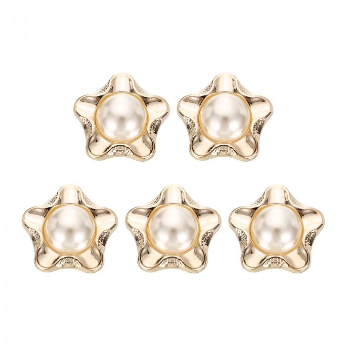 uxcell 5個 35L 金フェイクパールボタン 22mm 7/8