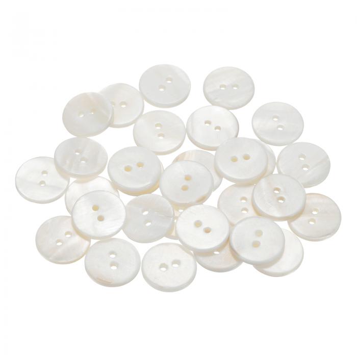 uxcell 30個の天然貝ボタン、2穴18mm丸フラット真珠のボタン、シャツ、コート、スーツ、ジャケット、ジーンズ、スカート、DIY裁縫クラフト用、ホワイト