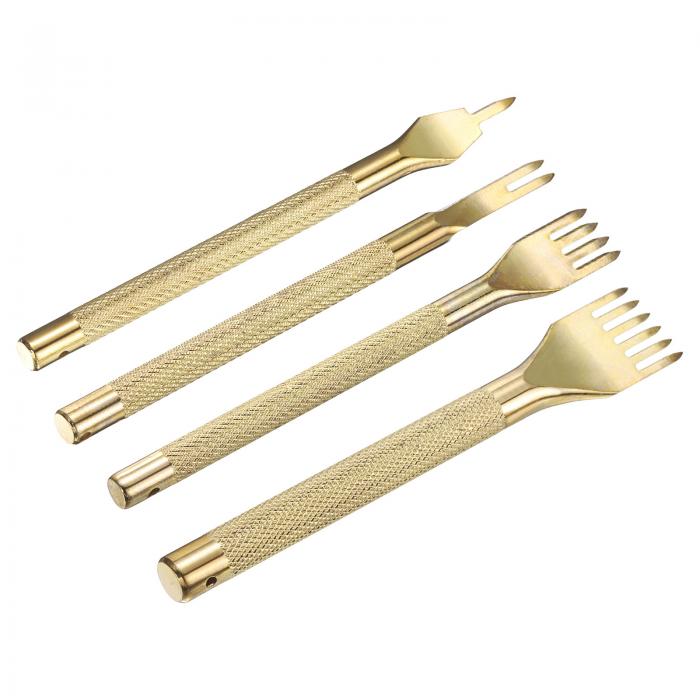 uxcell 4個のレザーステッチングパンチ3 mm 1/2/4/6プロングカーボン鋼レザーパンチホールツールチゼル..