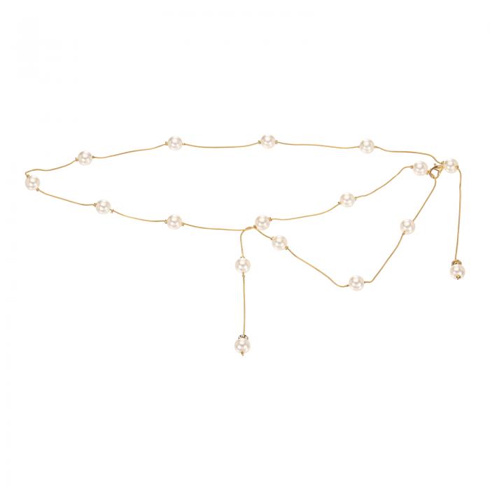 uxcell ウェスタンメタルコンチョチェーンベルト ウエストベルト女性用ドレスジーンズカントリーコンサート衣装 金パール