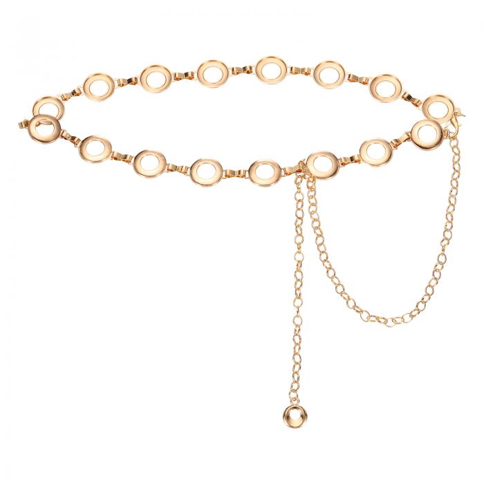 uxcell ウェスタンメタルコンチョチェーンベルト ウエストベルト女性用ドレスジーンズカントリーコンサート衣装 金ホローハート