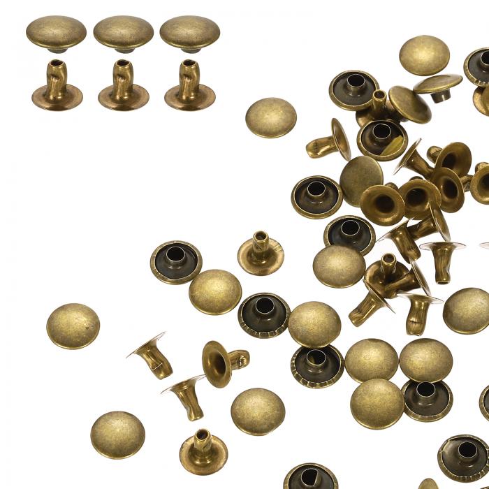 uxcell 両面カシメ レザーリベット 200個セットのシングルキャップリベット8mm 200個セット レザークラ..