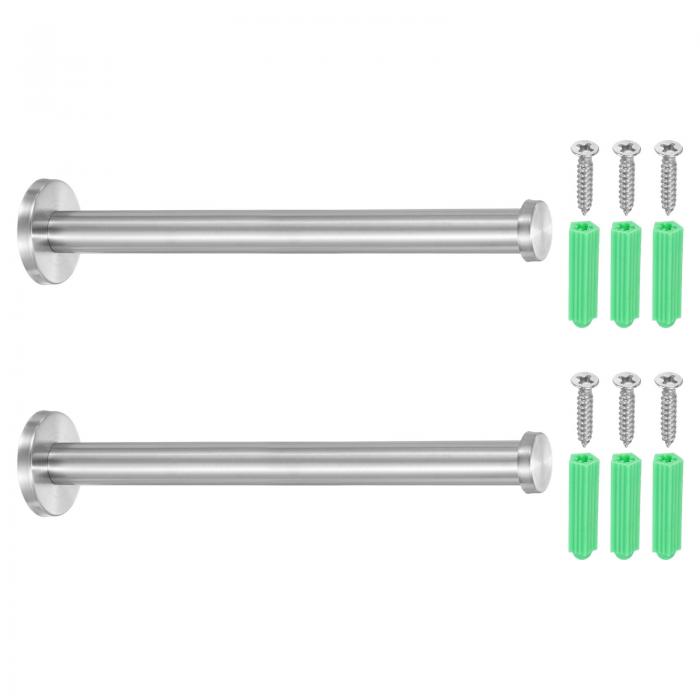 uxcell 2個のステンレス製バスルームタオルフック、8x0.7インチのヘビーデューティーローブコートフック、丸い壁掛けフック、ベッドルーム、キッチン、クロー...