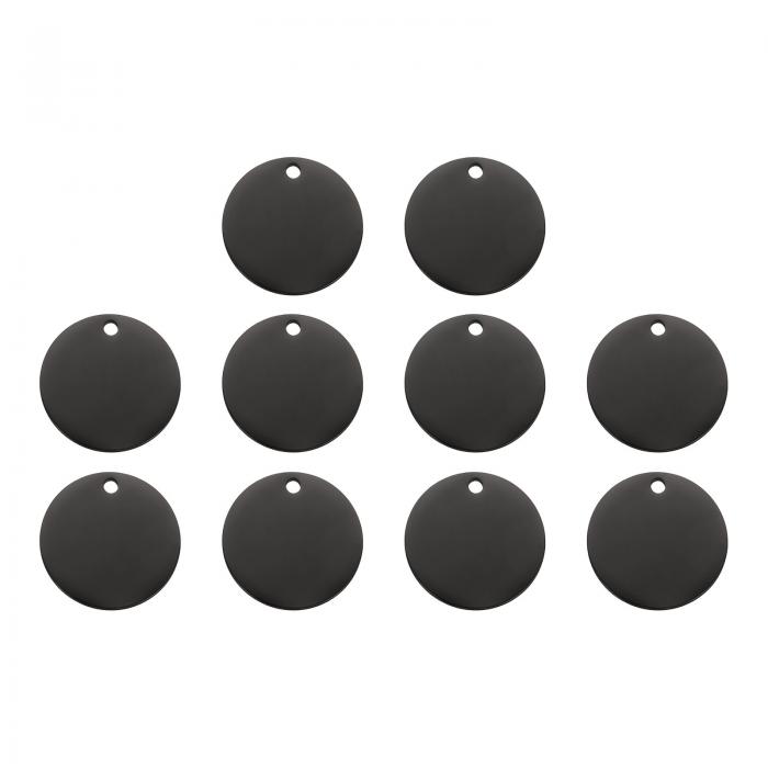 uxcell 10個の丸い空白スタンピングタグ31mmステンレススチールサークル磨き空白スタグペンダント、ブレスレットクラフトラベリング作成用の穴付き、黒