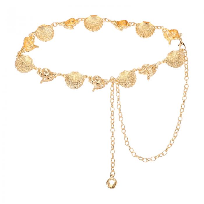 uxcell ウェスタンメタルコンチョベルト ウィメンズウエストチェーンベルト ジーンズドレスとのカントリーコンサートアウトフィット シェルとコンチ 金トーン