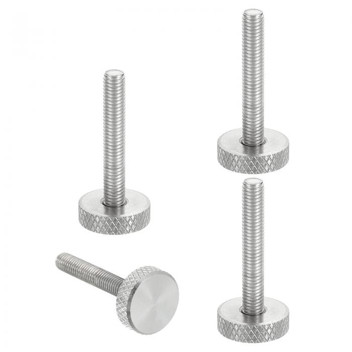 uxcell 4個 M5 x 30mm つまみねじ ローレット 304ステンレス鋼 ノギス用固定ネジ フラットヘッド メト..
