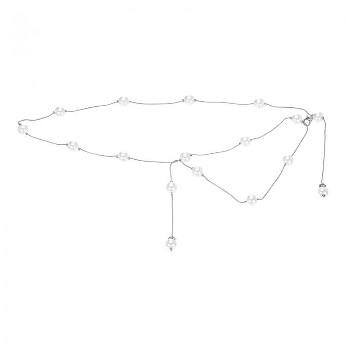 uxcell ウェスタンメタルコンチョチェーンベルト ウエストベルト女性用ドレスジーンズカントリーコンサート衣装 シルバーパール