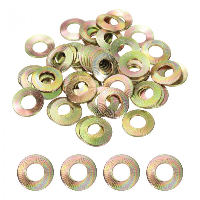 PATIKIL M12x26x1.8mm フラットワッシャー 50個 65Mn鋼ベルビルスプリングディスクワッシャー 円錐形 ねじれメトリックガスケット 自動車産業建設用（イエロージンクメッキ）