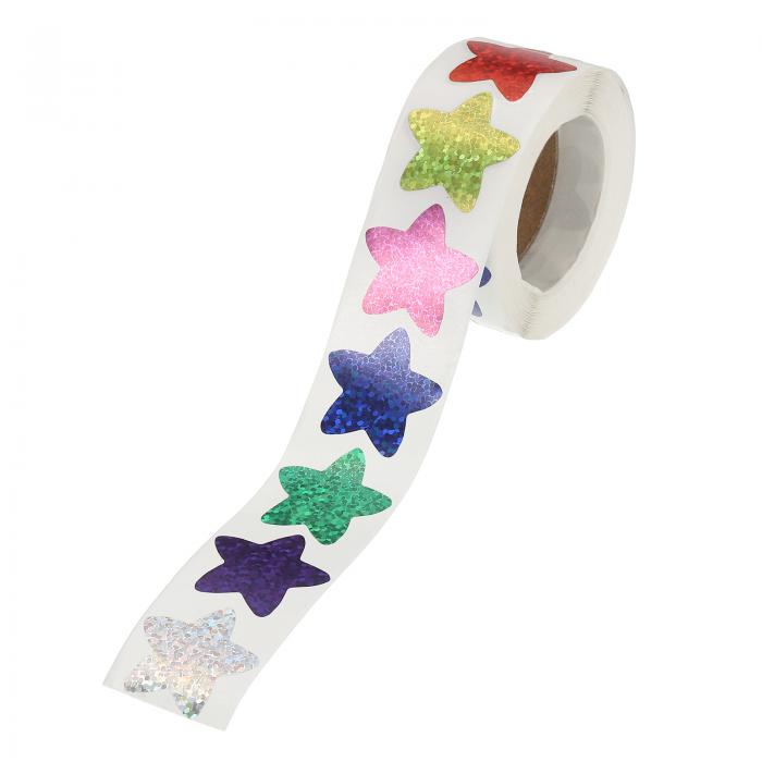 PATIKIL 1インチスターステッカーロール 1ロール/500個の自己粘着プレートフラッシュスターラベルメタ..