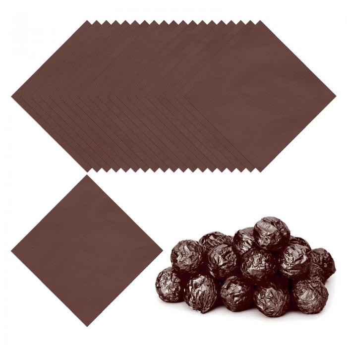 PATIKIL 3.5x3.5インチの箔キャンディラッパー 100枚の正方形光沢アルミ箔キャンディ包装紙 DIYチョコレートキャンディの包装デコレーション 茶色