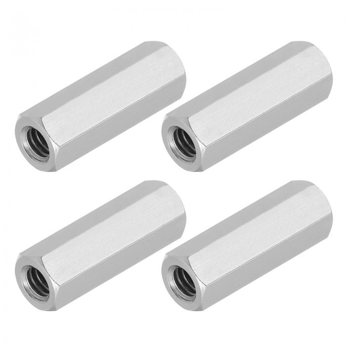 PATIKIL 1/4"-20 UNC 304ステンレス鋼六角結合ナット 4個1.2"長さ全ねじロッド結合ナットスタッディン..