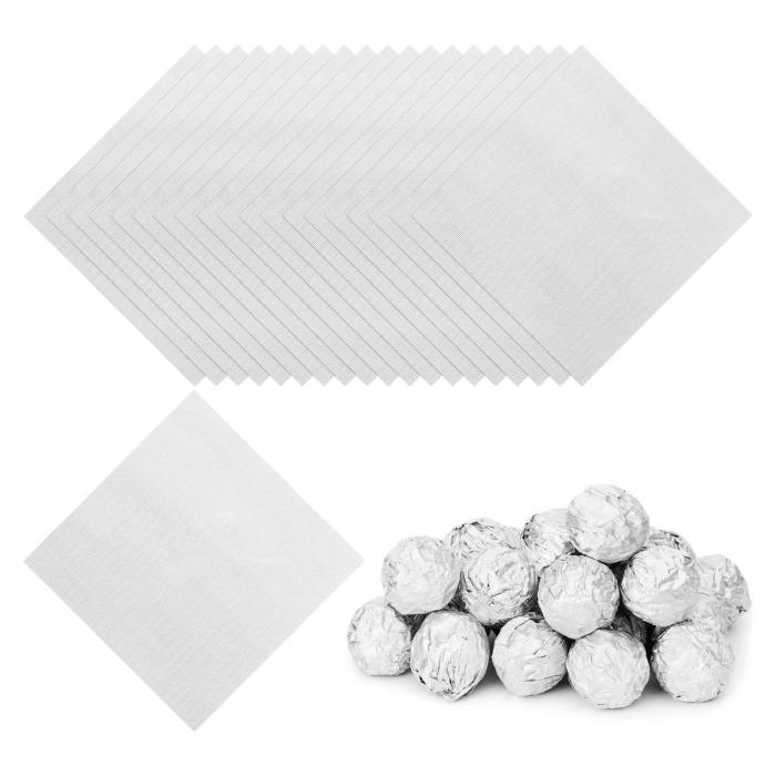 PATIKIL アルミホイルキャンディラッパー 3.5x3.5インチ 200枚 スクエアファイングリッドアルミホイルキャンディ包装紙 DIYチョコレートキャンディ包装デコレーション用 シルバー