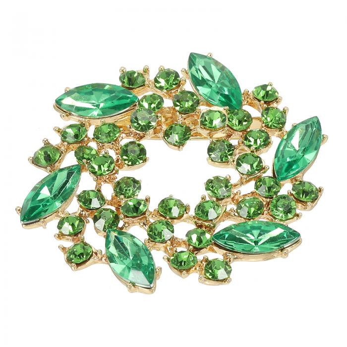 PATIKIL ラインストーンフラワーブローチピン 女性用 大きな水晶リースラ ペルピン ウェディングパーティー 誕生日 ダンス バンケット ドレス 衣類 帽子 バッグ 装飾 緑