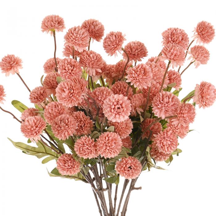 M METERXITY 12パック 人工キクボール花 20"5本 偽 キクシルクブーケ リアルタッチ 偽 花 家庭/結婚式/..