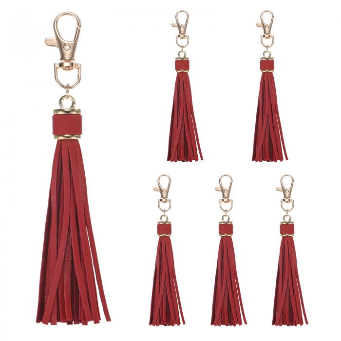 M METERXITY 6パック PUレザータッセル5.9インチ小さなキーチェーンラストフェイクレザータッセルチャ..