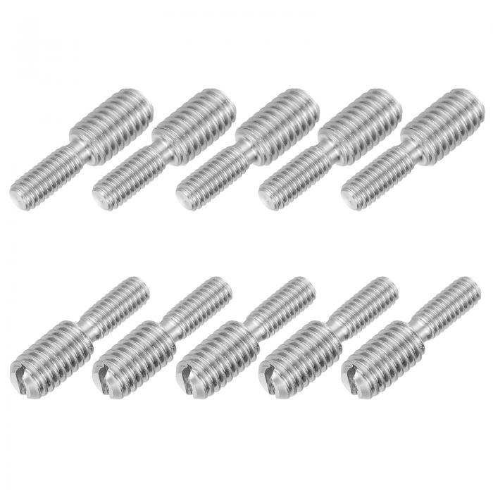PATIKIL M4x10からM6x10 ダブルエンドスレッドスタッドネジボルト 10個入り スロットドヘッド304ステン..