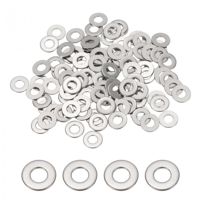 PATIKIL M2×5mm×0.3 mm ステンレス鋼フラットワッシャー 100個丸い金属ワッシャー 小さなスペーサー ネジ ボルト ナット アソートメント