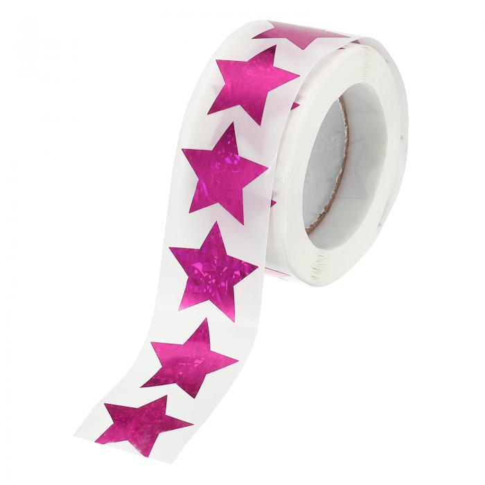 PATIKIL 1インチスターステッカーロール 1ロール/500個の自己粘着性レーざースターラベルメタリック箔..