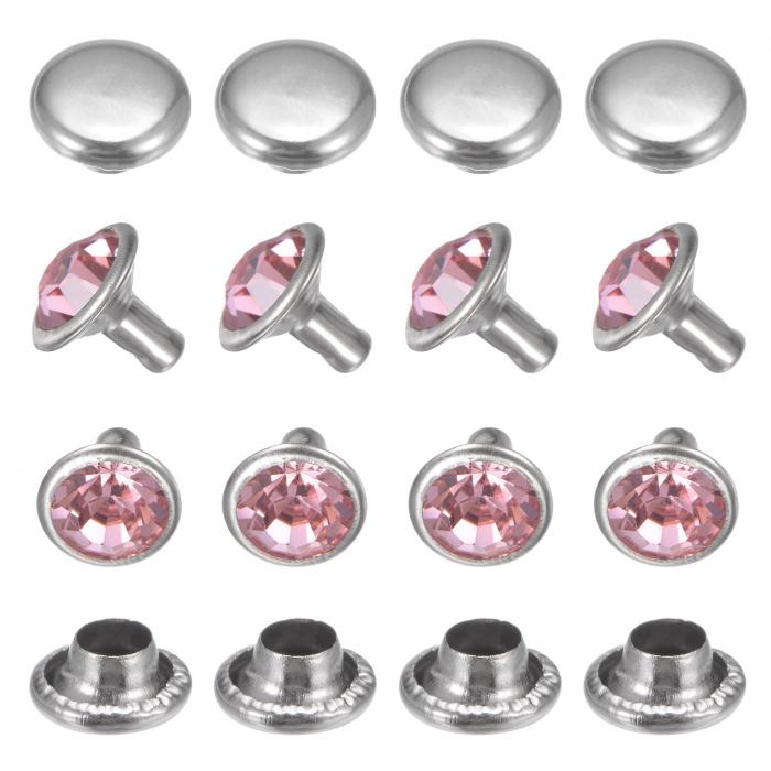 TIXIPEM クリア ラインストーンリベット8 mm / 0.31インチ[50個] - 水晶リベットは衣類やパフォーマン..