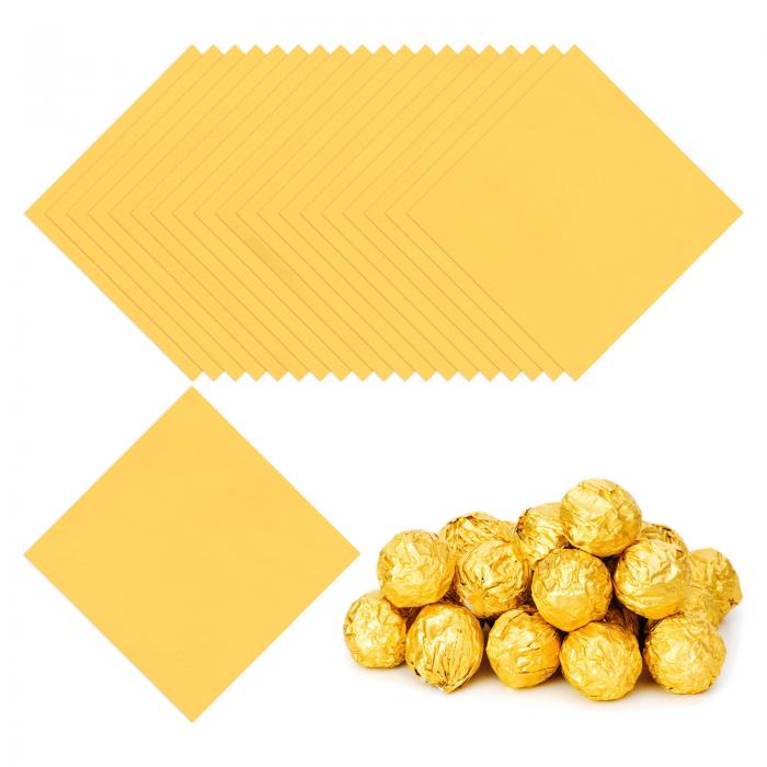 PATIKIL 3x3インチの箔キャンディラッパー 200枚の正方形光沢アルミ箔キャンディ包装紙 DIYチョコレートキャンディの包装装飾用 金