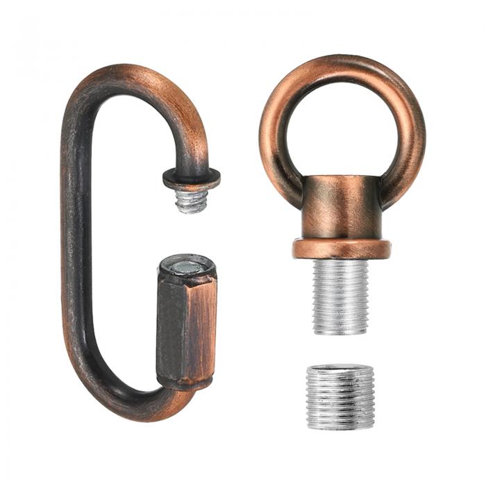 PATIKIL M10ファインスレッドランプ女性ループホルダー M12アダプターチェーンクイックリンク付き シャンデリア用リフティングアイナットフックリング 44ポンドの荷重 レッドブロンズ