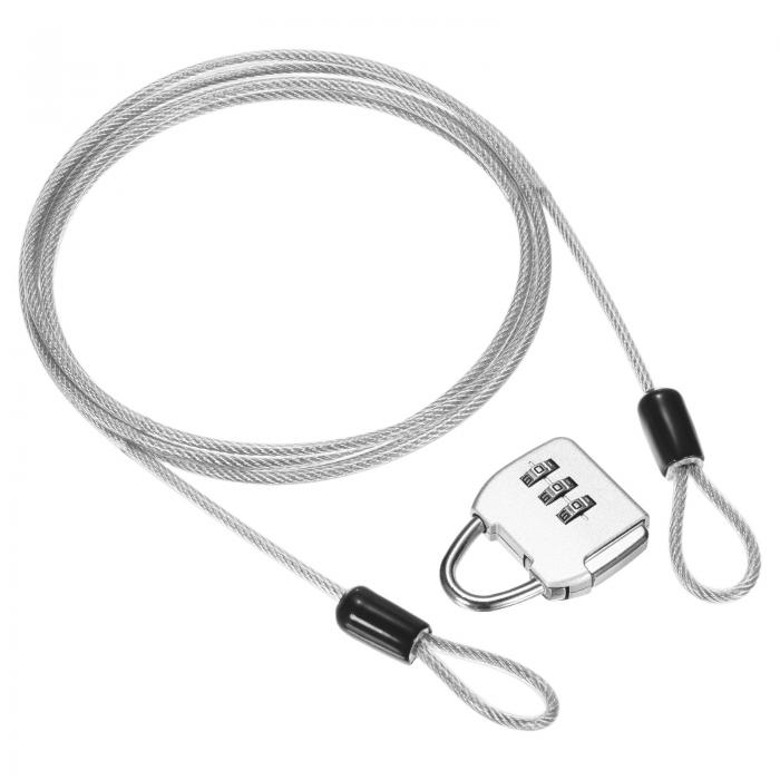 M METERXITY 3桁 組み合わせロック付きセキュリティケーブルロック1セット 6.56フィート PVCコーティン..
