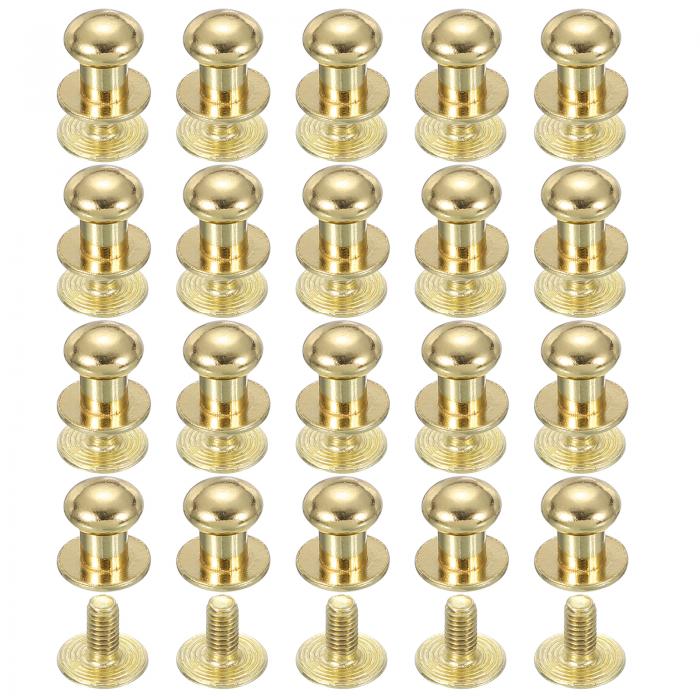 PATIKIL 7 mm レザーリベット 20 セット ボールヘッドスタッドスクリューバックラウンドヘッドボタンシカゴスクリューニップルスタッドリベット レザーDIYクラフトハンドバッグベルト修理用 金色