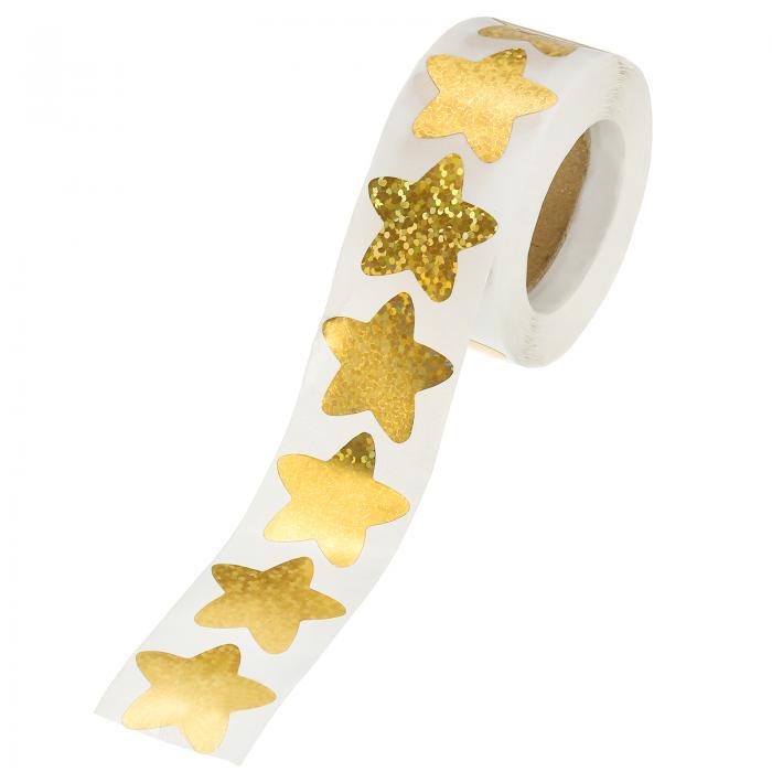 PATIKIL 1インチスターステッカーロール 1ロール/500個の自己粘着性の正方形フラッシュスターラベルメ..