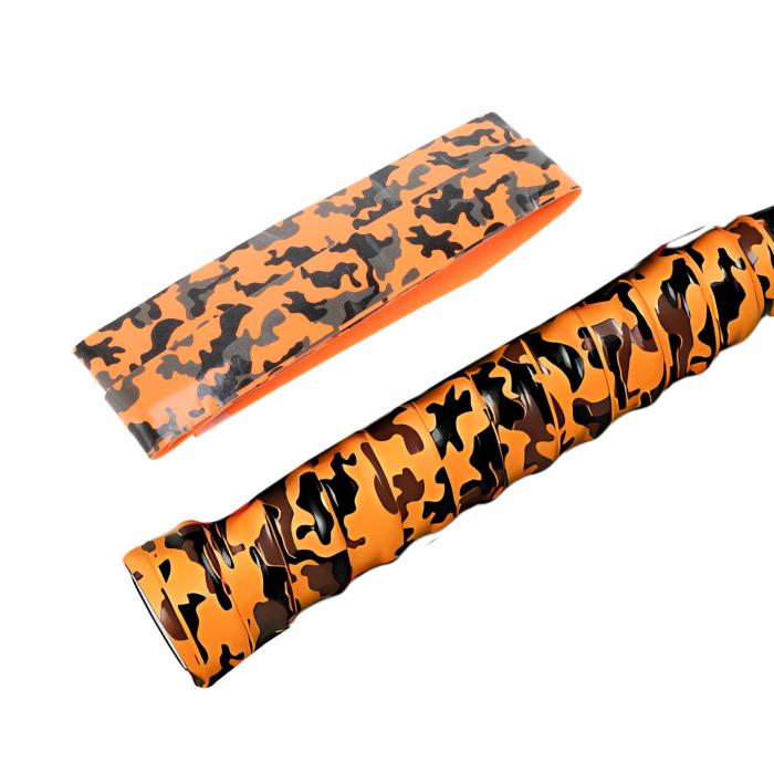 RENEWREVITAL グリップテープ テニス バドミントン 凸凹仕様 グリップ テープ 衝撃吸収 滑り止め ラケット用 ウェットタイプ 迷彩 オレンジ