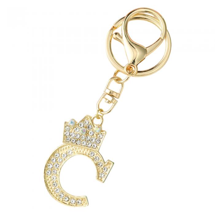 CAPASTEC キーチェーン イニシャル バッグキーリング チャーム キーホルダー イニシャル アクセサリー レディース メンズ 可愛い おしゃれ 英語 記念品 財布 バックパック用 文字C シャンパン 1個