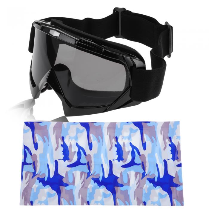 TUCKBOLD 1セットのオートバイ用ライディングゴーグルPC TPUアウトドアスポーツサングラス モトクロス ダートバイク ATV グレーレンズ ブラックフレーム