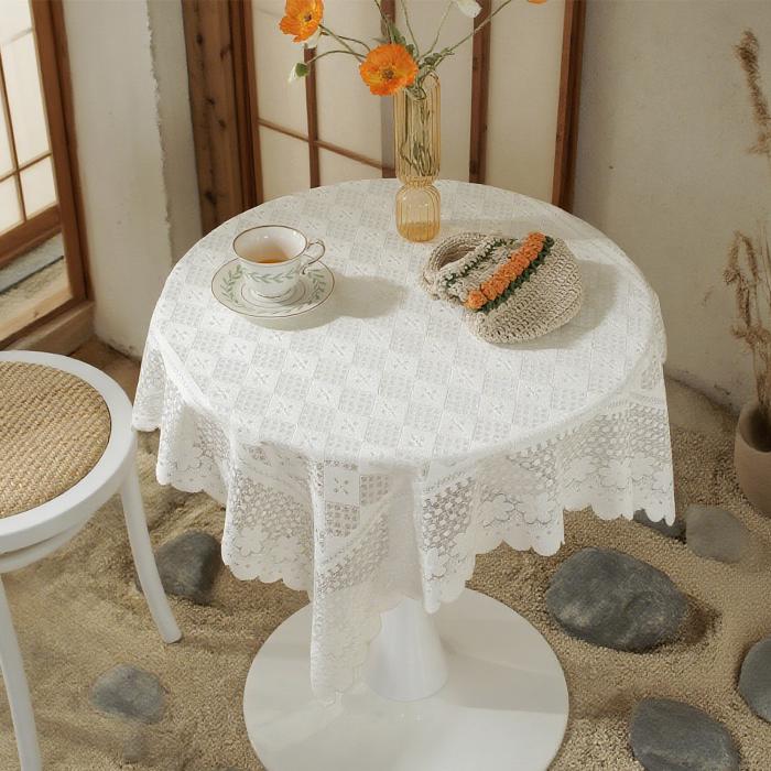 CAPASTEC エレガント レーステーブルクロス 長方形テーブルリネン 防塵 通気性 耐熱 長方形 厚手花柄三..