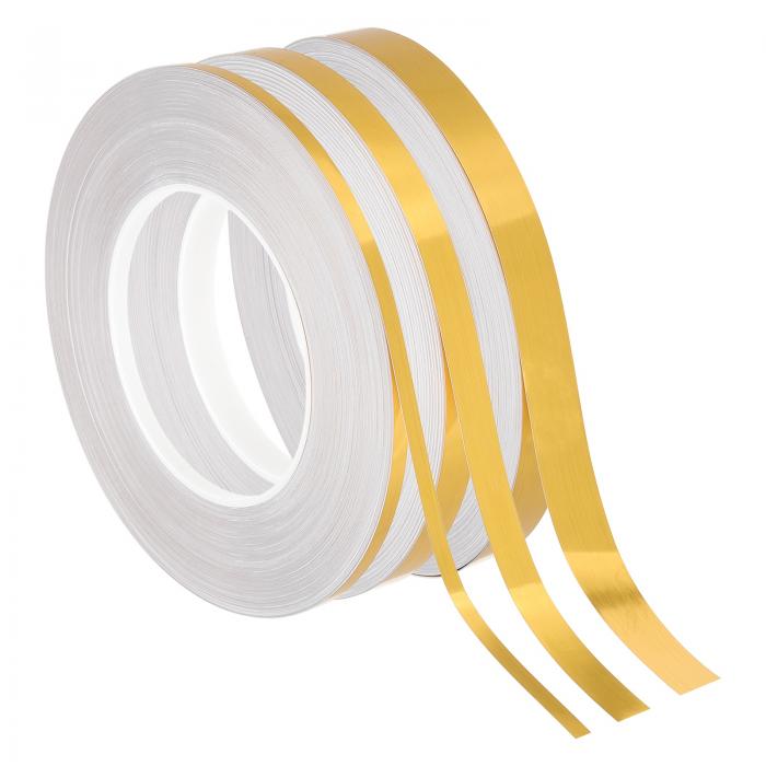 PATIKIL メタライズポリエステルフィルムテープ 3/16" 3/8" 9/16" 3パック 55ヤード メタリックデコテ..