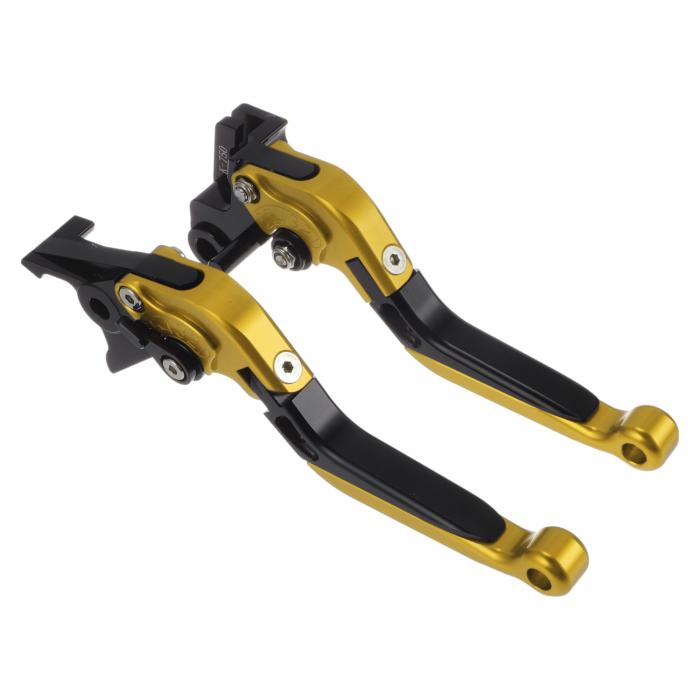 Partuto カワサキに対応バルカンS 650 15-23用のショートロングブレーキクラッチレバー、アジャスタブルモーターサイクルハンドルブレーキレバーアルミニウム合金ゴールドトーンヘッドブラックハンドル