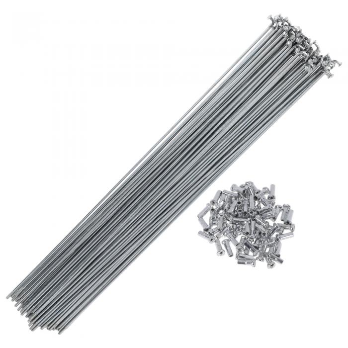 TUCKBOLD 72セット14G自転車スポーク305mm自転車ホイールスポーク炭素鋼亜鉛メッキシルバートーン(4)