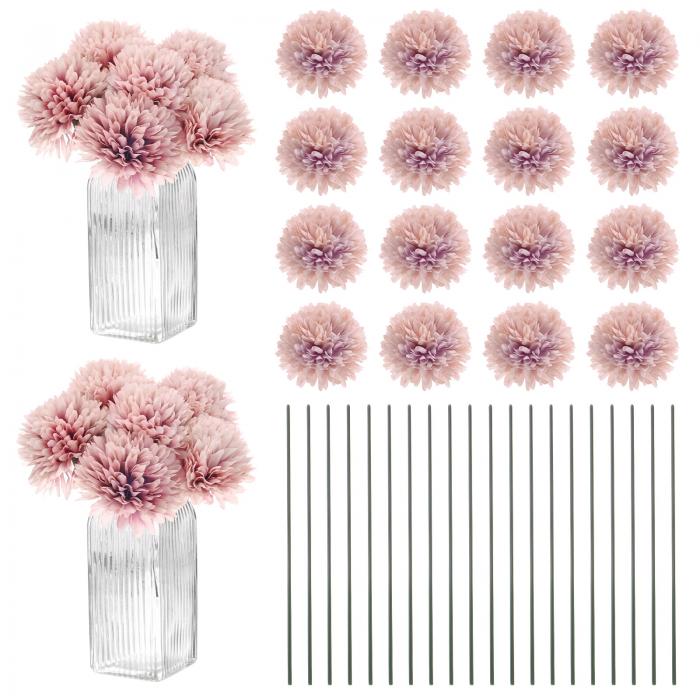 M METERXITY 30パック 人工キクボール 花 11" フェイクキクシルクブーケ リアルタッチ フェイクフラワ..