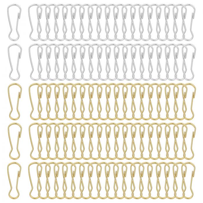 PATIKIL ランヤードフック 100個25x9.2x1.9mm ステンレススチール304 スプリングスナップフック メタルクリップ クラ スプ キーチェーン キーリング IDカード シャワーカーテン 金色 シルバー