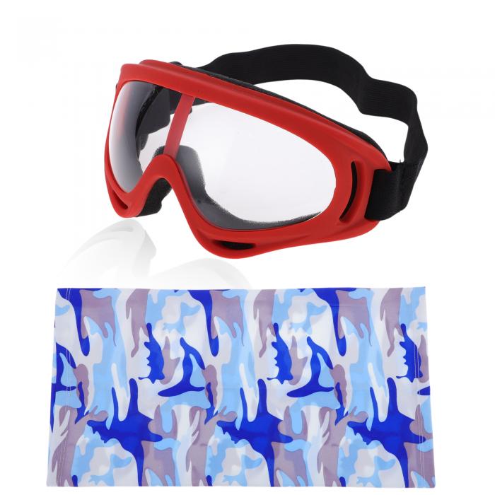 HEROFFIX 1セットのオートバイ用ライディングゴーグルPC PUアウトドアスポーツサングラス　モトクロスダートバイクATV用透明レンズ赤フレーム