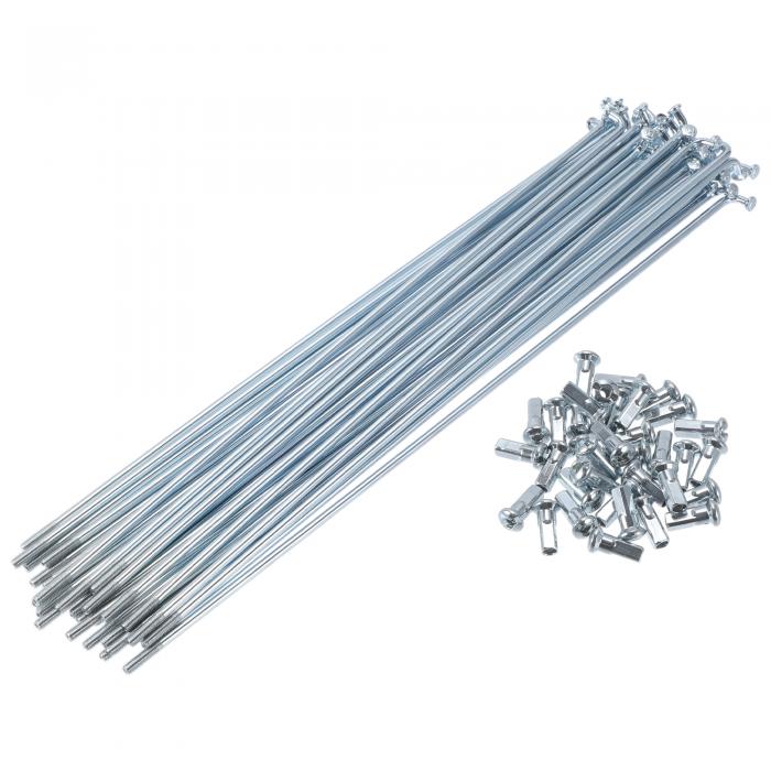 VekAuto 1セットの自転車スポーク12G 215mm長自転車ホイールスポークユニバーサル炭素鋼亜鉛メッキシルバートーンニップル